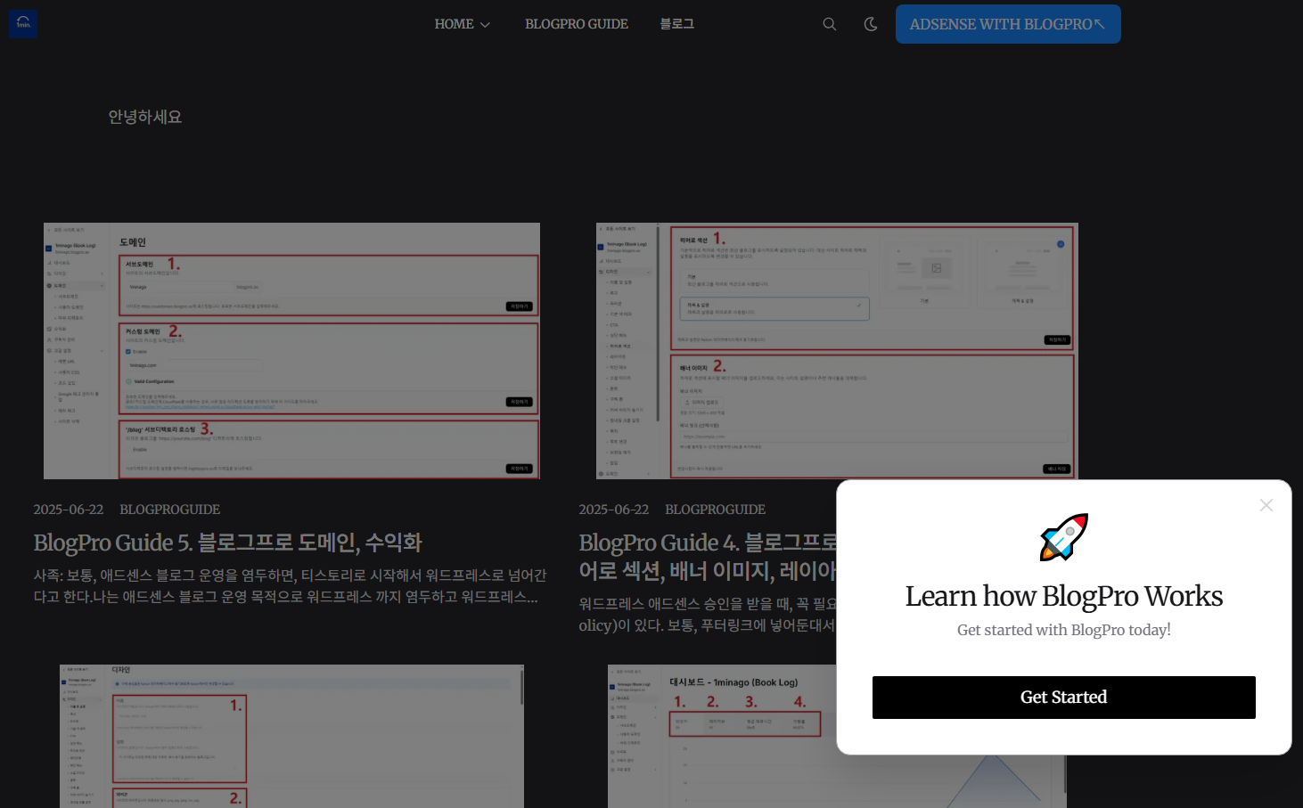 BlogPro Guide - 블로그프로 팝업 기능 활성화